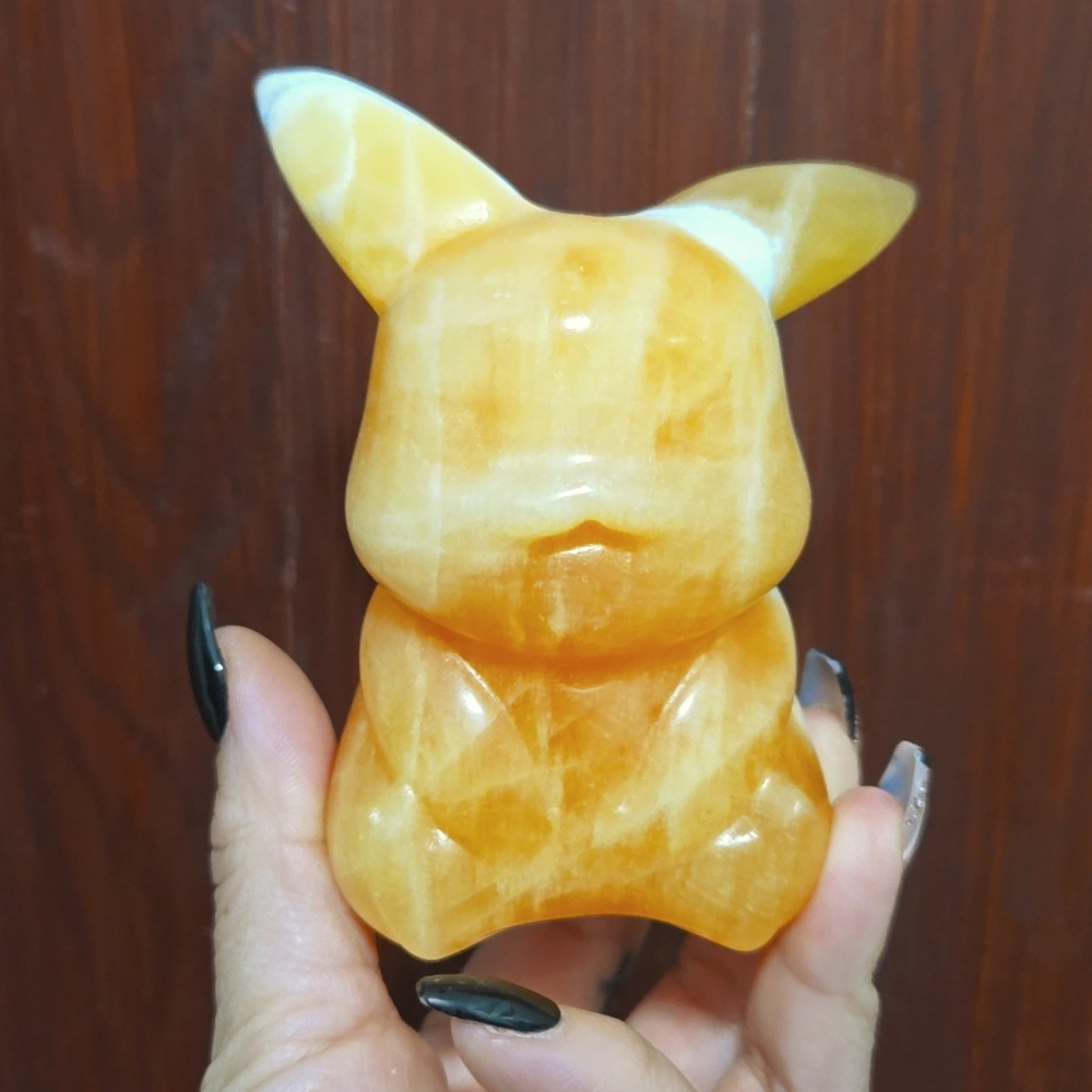 Pikachu Orange Calcite Carving